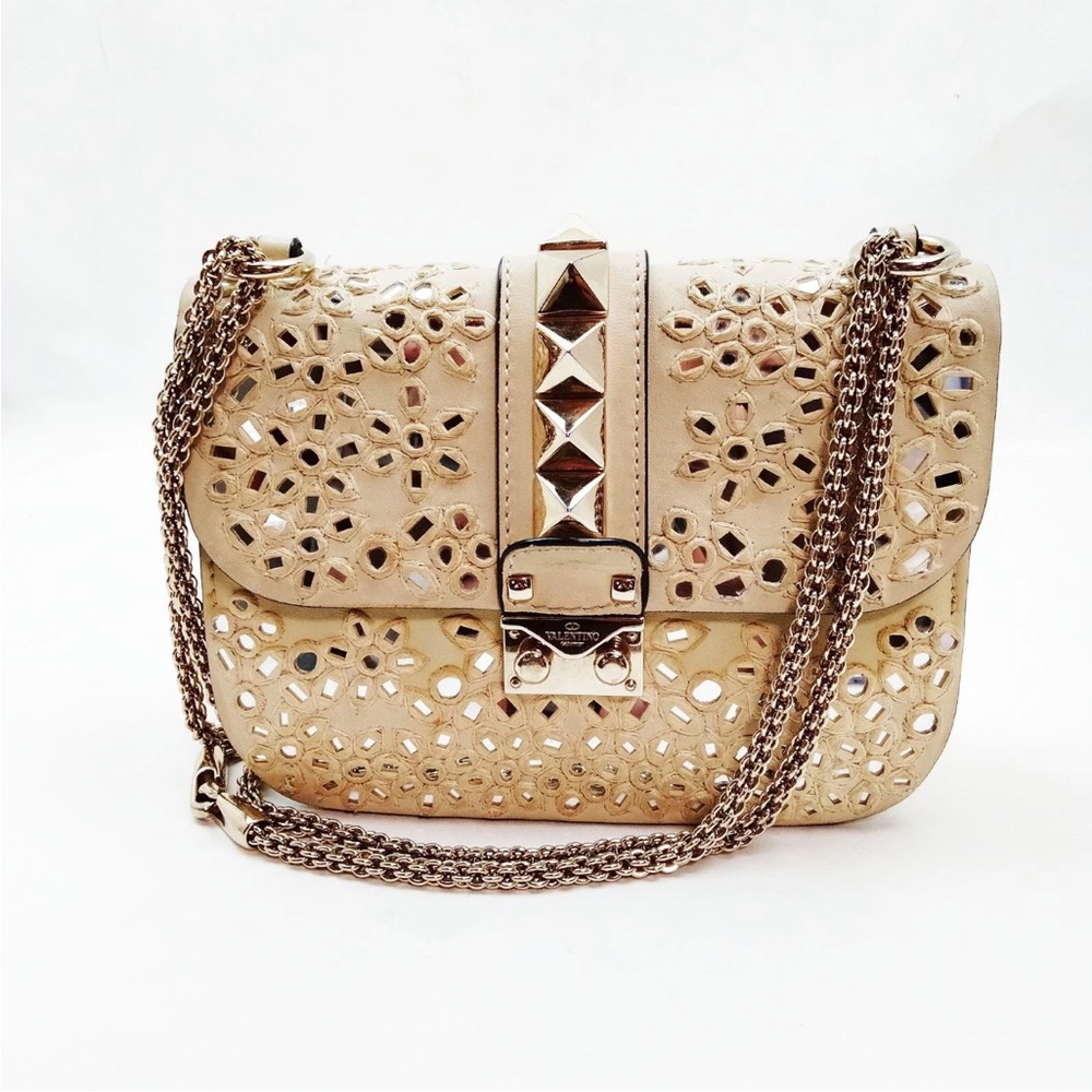 Valentino Garavani
Embroidered Small Glam Lock
Flap beige leather